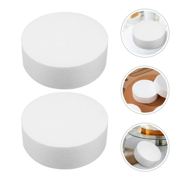 MLINS White Round Foam Cake Dummy for Decoration Durable and Reusable Ideal for Cake Display and Fondant Techniques 4pcs