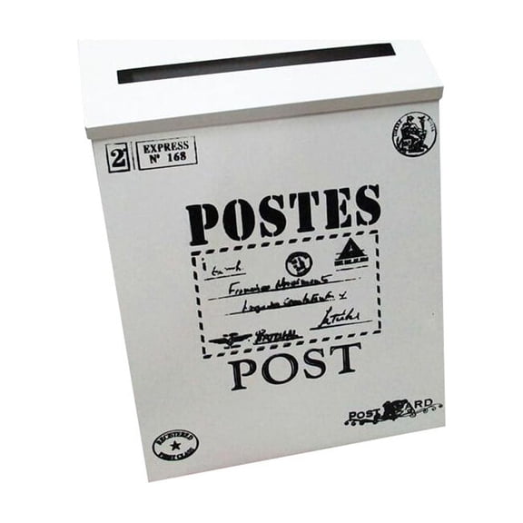MLINS White Iron Mailbox for Decoration Use with Exquisite Look and Unique Letter Design 8.7 x 2.4 x 11.4