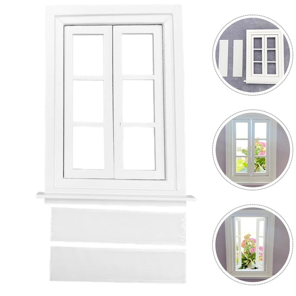MLINS White Mini Wooden Window for Doll House Furniture Stylish and Home Use 4.72x3.54 Inches