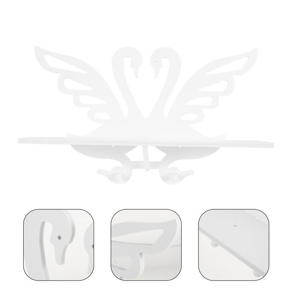 MLINS White PVC Wall Floating Shelf for Holding Plugs with Large Capacity and Modern Design 8.5 x 6.2 inches