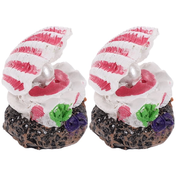 MLINS White Resin Fish Tank Shell Decoration Adornment for Aquarium Decor 2pcs