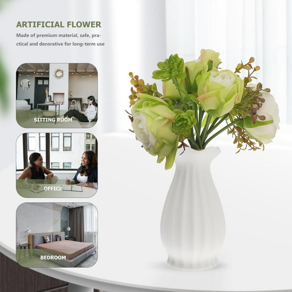 MLINS White Silk Artificial Flower for Decoration Perfect for Wedding Home Decor and Photo Props 1 Bunch