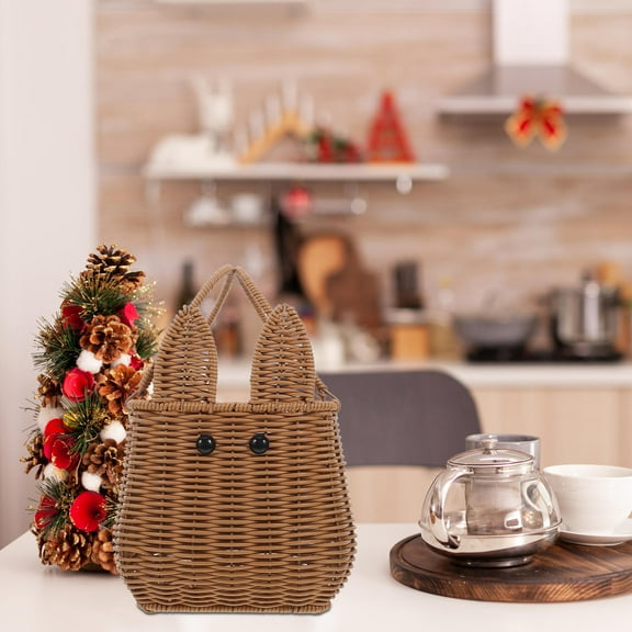 MLINS Wicker Easter Bunny Basket Baby 24.50X19.00X16.70CM Light Brown