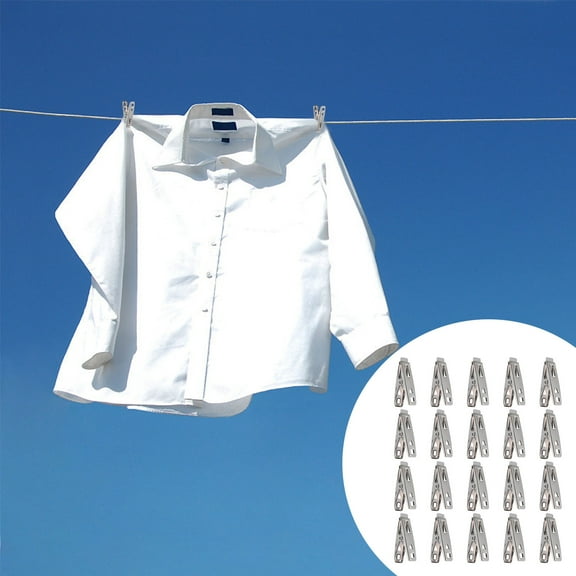 YUYUETIME Windproof Clothes Clip Stainless Steel Silver 20PCS