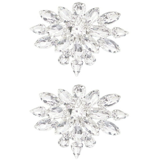 MLINS Women Rhinestone Shoe Buckle Banquet Clips for Pumps Silver