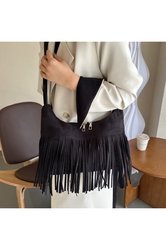 Women Vintage Shoulder Bag Handbag with Tassel, Stylish Underarm Purse for Everyday Use