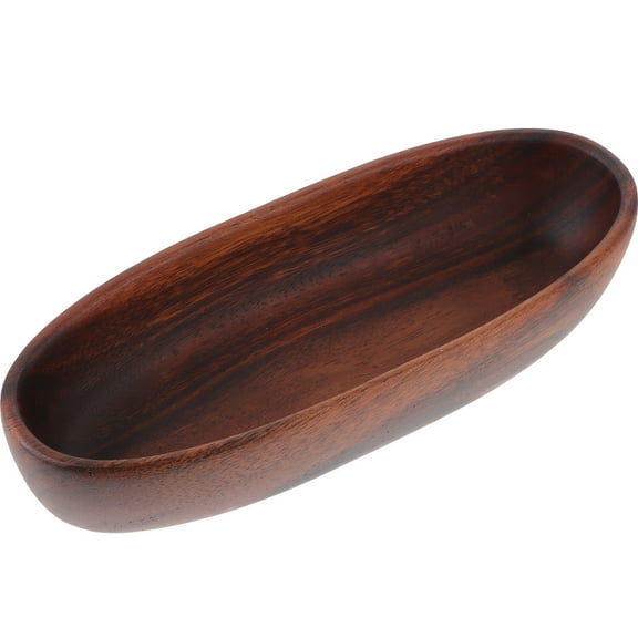 MLINS Wood Fruit Bowl for Home Use Dark Brown Wood Material and Wear Resistant 10.5 x 7.5 Inches