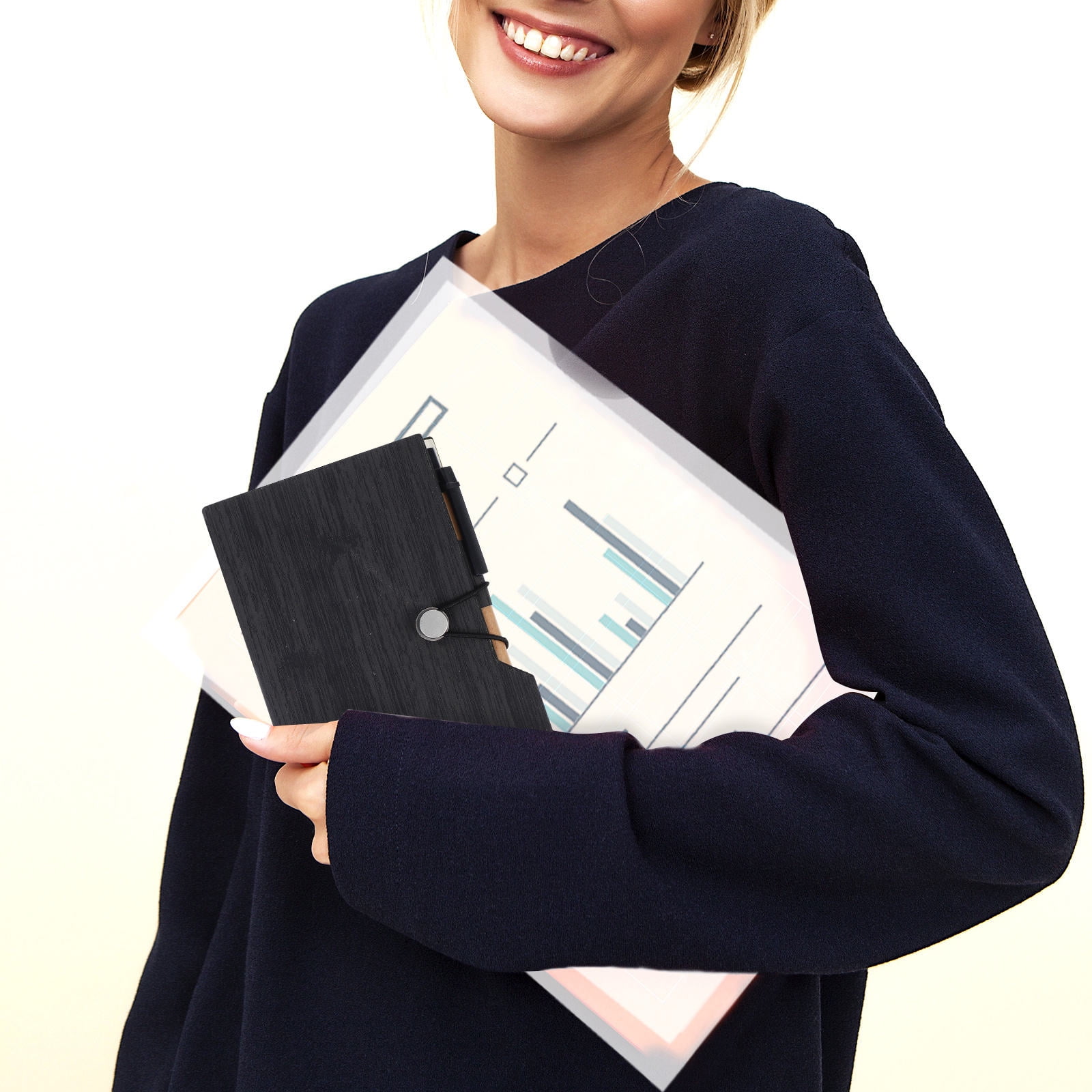 MLINS Wood Grain Notes Notepad Pocket Notebook Labels Travel Black ...