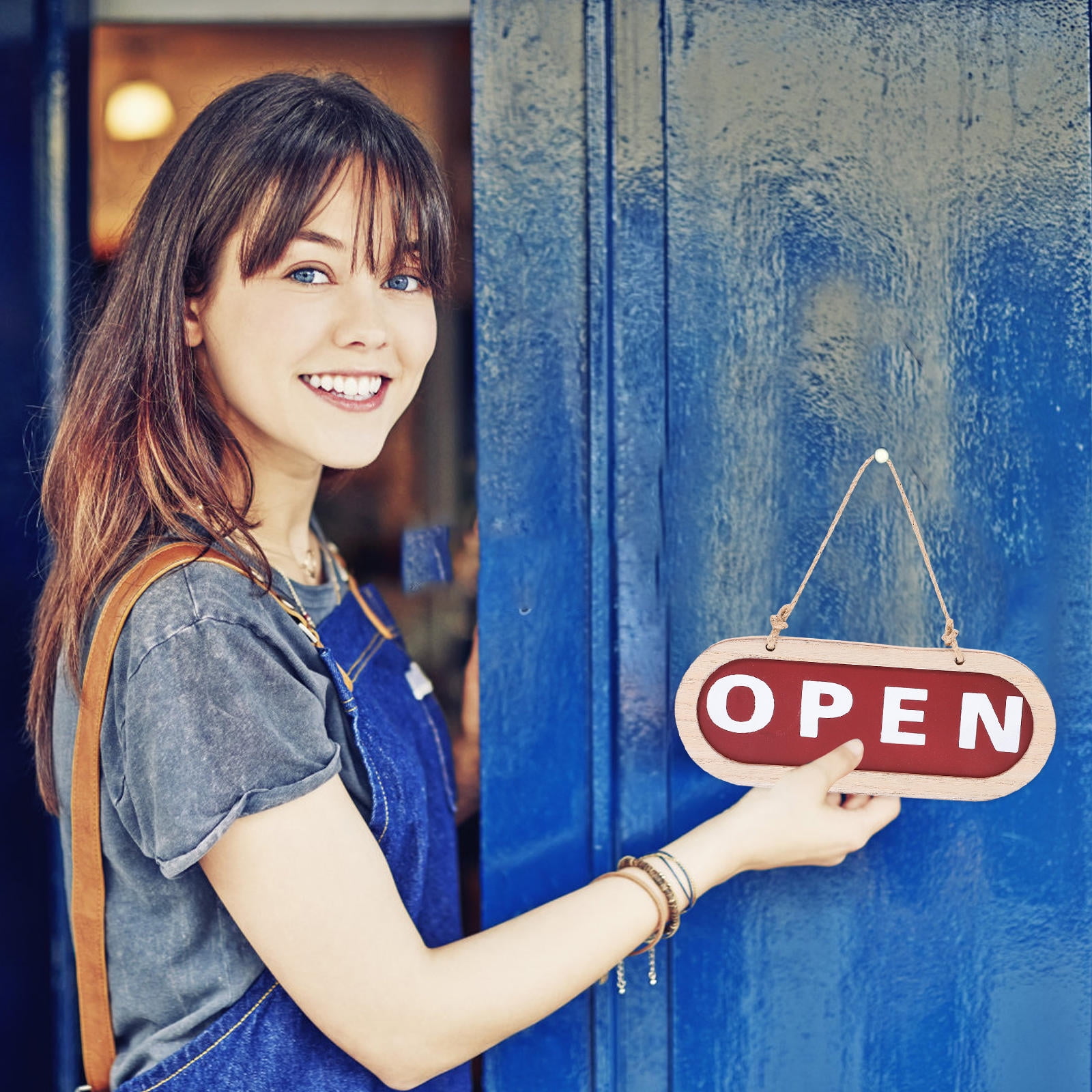 MLINS Wood Open Closed Sign for Business Double Sided Hanging Door Sign ...