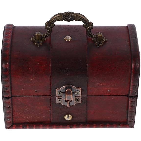 KONTONTY Lockable Treasure Chest Wood Women Movie Props 1Set 5.89X3.93X3.34In