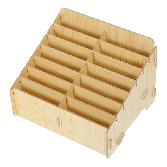 MLINS Wooden Cell Phone Holder Multi-Grid Cell Phone Storage Box Office Mobile Phone Organizing Box Cell Phone Holder with Multiple Compartments for Schools and Conference Rooms (14-Compartments)