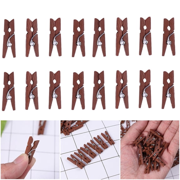MLINS Wooden Clothespins for Decoration Brown Rust and Moisture Resistant 100 pcs Mini Natural Wood Clips