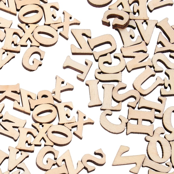 MLINS Wooden Craft Letters for Decoration 100PCS Unfinished Natural Khaki Wood Alphabet Letters with Smooth Edges Versatile DIY Supplies
