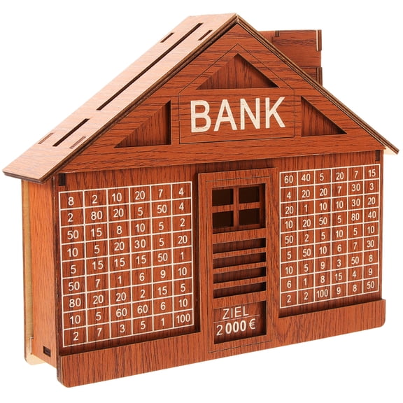 YUYUETIME Cash Bank Wooden House Shaped Money Container 1Pack