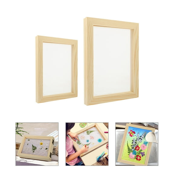 MLINS Wooden Paper Making Frame for DIY Papermaking with Mesh Screen Convenient Compact Size Beige