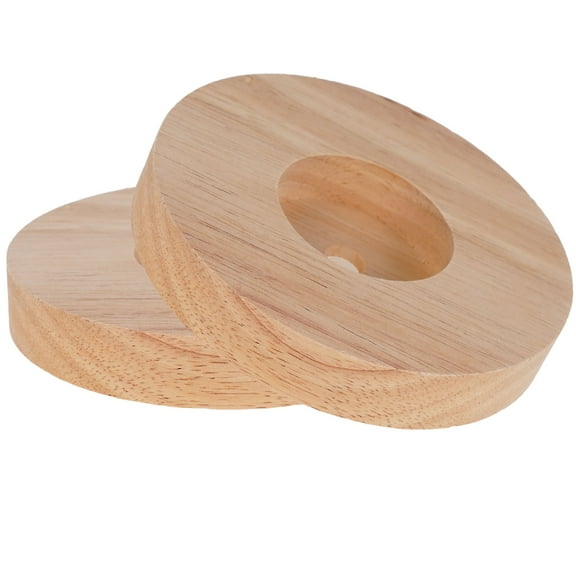 OHOIOLLA DIY Wood Lamp Base 2Pcs 4.7X4.7X0.8In