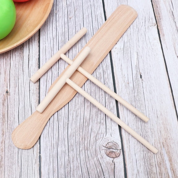 MLINS Wooden Spatula Kit for Home Use Light Yellow Crepe Spreader and Turner Set 3 Pcs
