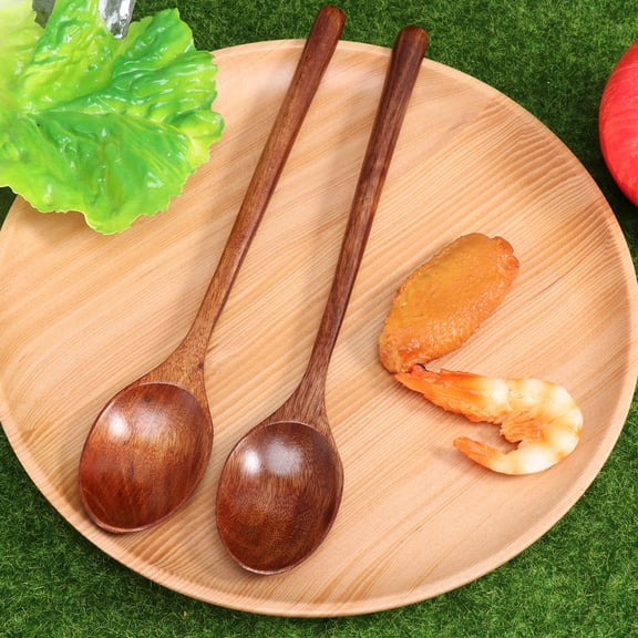 MLINS Wooden Spoons with Long Handle for Stirring Soup in Kitchen Restaurant Bar Brown Pieces