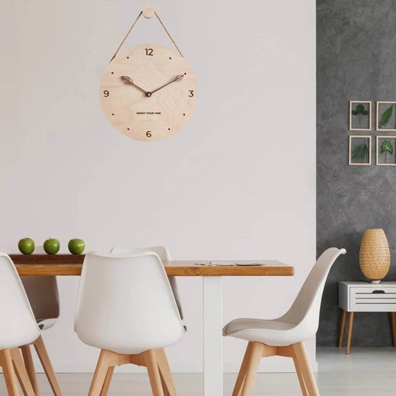 MLINS Wooden Wall Clock with Leaf Pointer Design for Home Decoration and Timekeeping 10.6 Inches