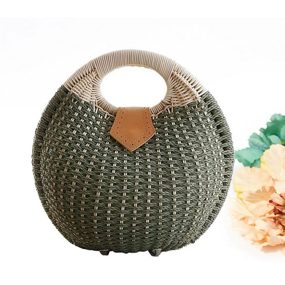 MLINS  Woven Purses for Women Straw Tote Bag Shell Shape Handbag Female