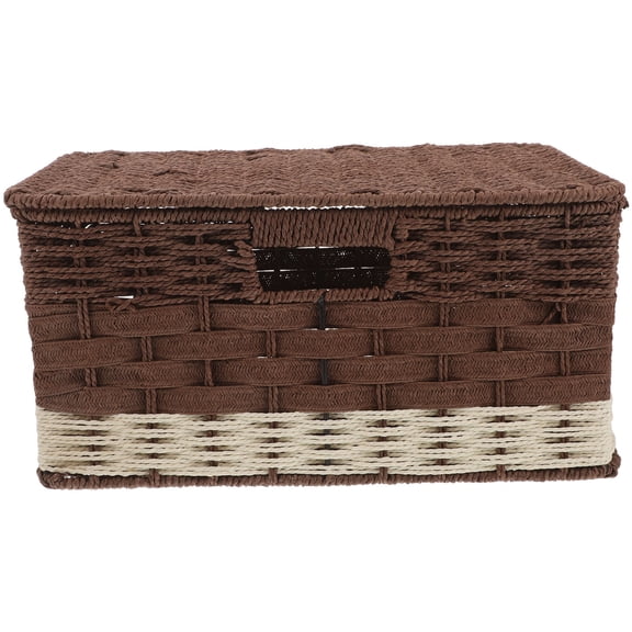 DINHEAROM Spacious Interior Lidded Storage Basket Iron 1Set 13.5x8.9x6.7In