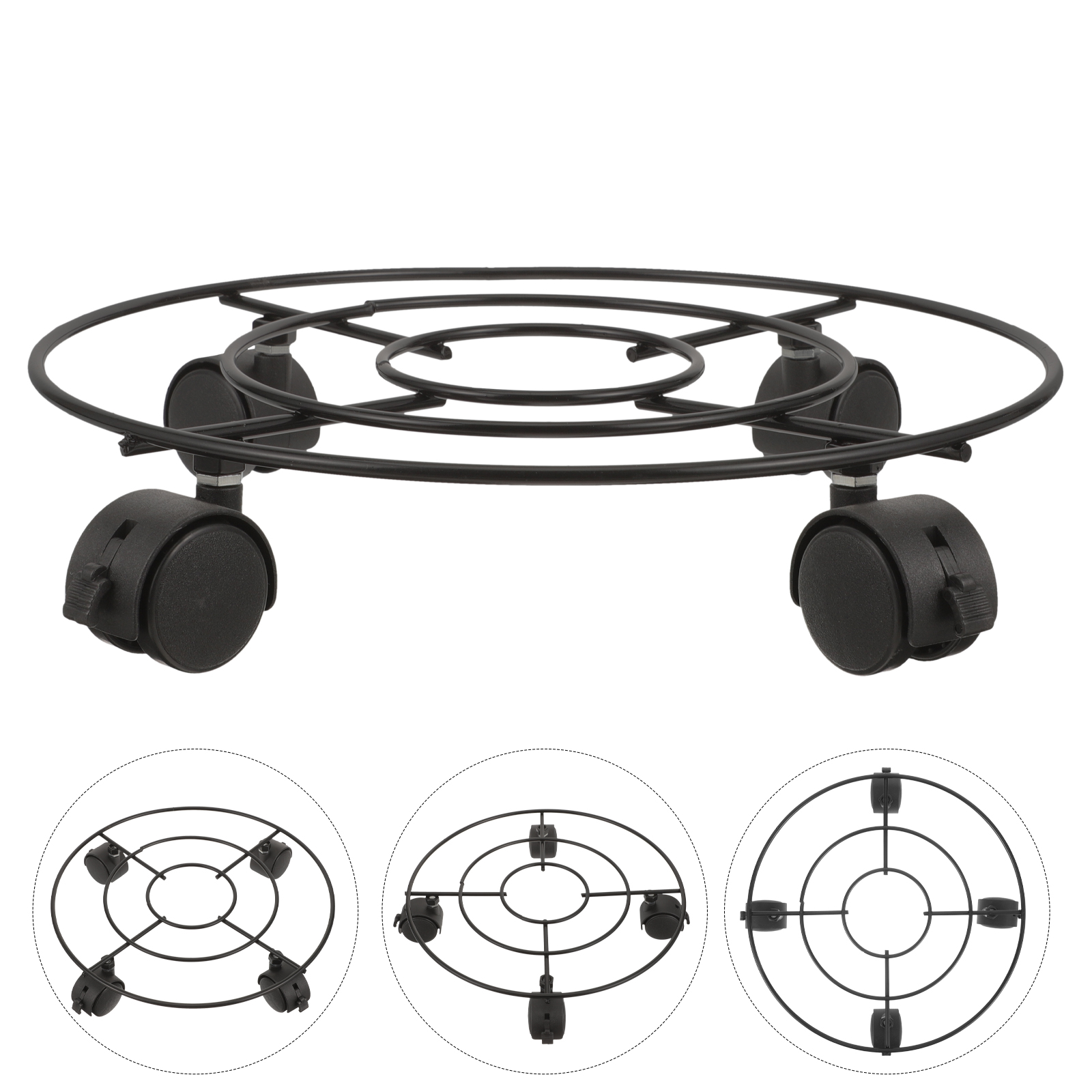 MLINS Wrought Iron Storage Rack Tiered Railing Indoor Plant Black ...