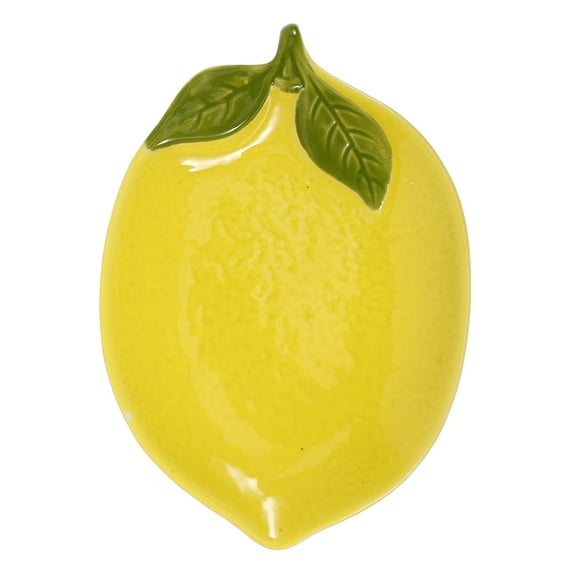 MLINS Yellow Ceramic Appetizer Plate for Storage Lemon Shaped Smooth Surface 7 Inch