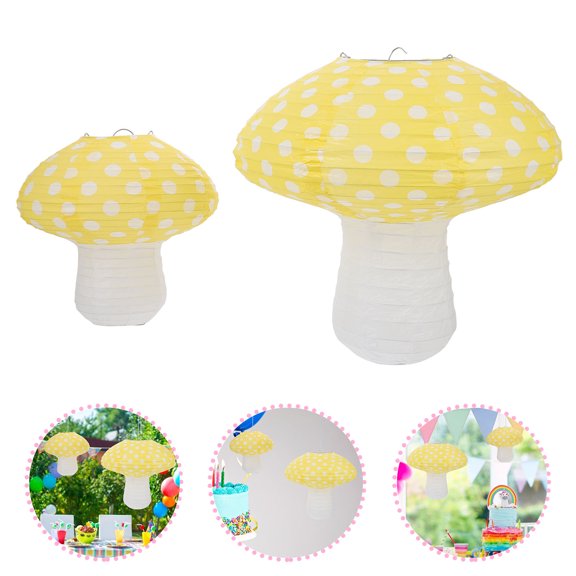 AURARMLET Paper Lantern Mushroom Shaped 2Pcs 7.9X7.9X7.3In