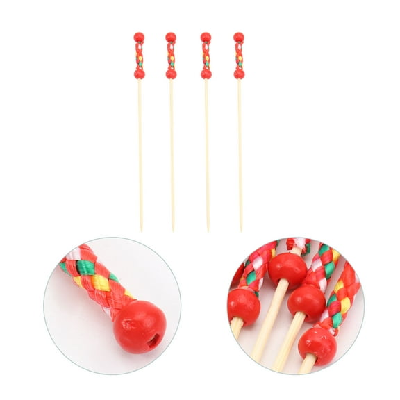 MLINS Yellow Plastic Fruit Picks Set of 100 for Party Tableware Home Use Decorative Dining