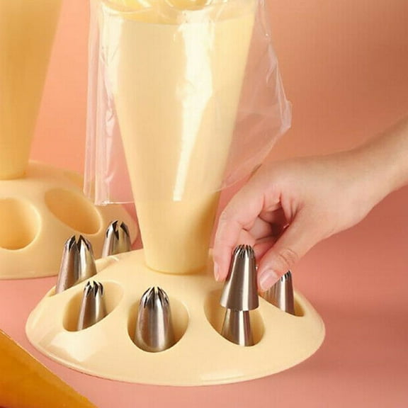 MLINS Piping Bags and Tips Set with Stand Includes Cake Icing Tools Pastry Bag Support and Large Star Tip 1 Set