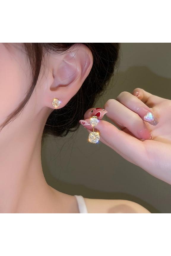 Ear Piercing Jewelry Golden Copper Zircon Round Earrings for All Seasons 1 Pair 0.75x0.3in