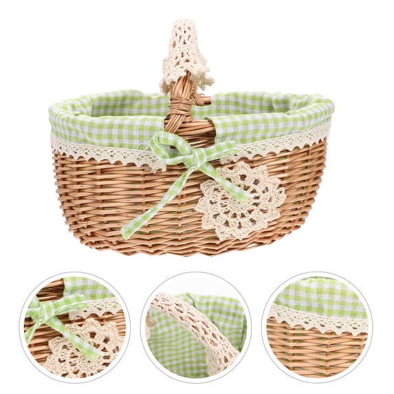 MLINS for Wicker Storage Basket Storage Decoration Shopping 25X19CM Green