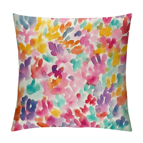 MLJA Colorful Painting Throw Pillow Covers Multicolor Watercolor Spot Red Green Yellow Square Pillowcases for Home Decor Sofa Car Bedroom Pillow case