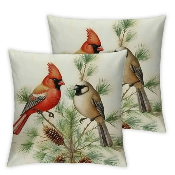 MLJA I Am Cardinal Red Birds Decorative Throw Pillow Cover Set of 2, Pine Cones Berry Cushion Case Decor, Winter Holiday Quote Pillowcase Decorations for Sofa Couch