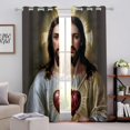 MLJA Jesus Heart Halo Perforated Light Blocking Curtains 2Pack