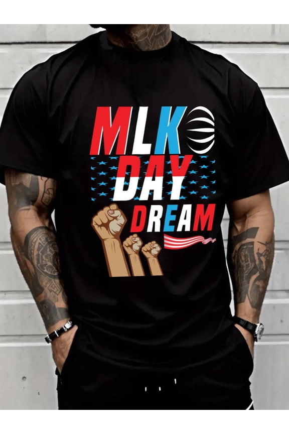 MLK Day Dream Men's black Unique designs, summer prints Original Unisex Shirt Short Sleeve tshirts Original Unisex Shirt Printed tshirts Retro Unisex Shirt Cotton tshirts