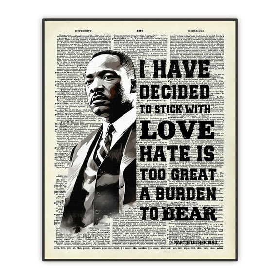 MLK Quote, I have decided to stick with love, Martin Luther King Quote, Inspirational Print, Dictionary Wall Art, Home Office Decor, Unframed Print 8"x10"