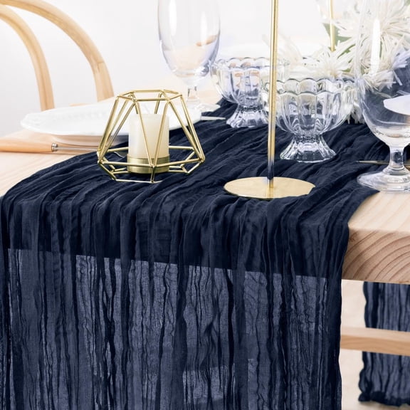 MLMW 2 Pack Navy Blue Cheesecloth Table Runner Boho Cheese Cloth 160 inch Gauze