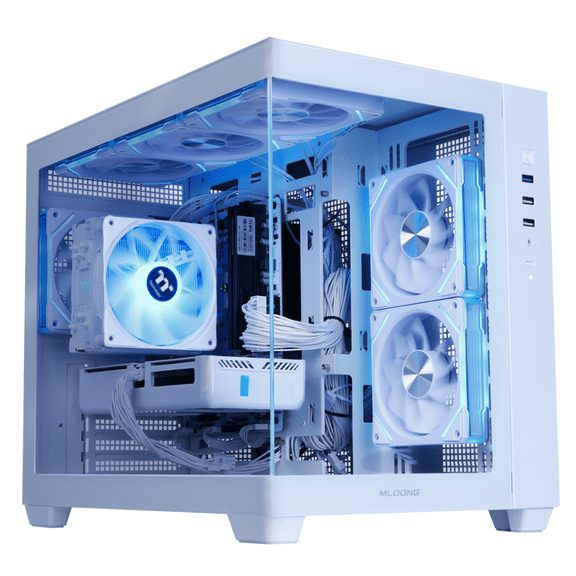 MLOONG Gaming PC Desktop, AMD Ryzen 7 7700, AMD Radeon RX 9060 XT 16GB, 16GB DDR5 RAM, 1TB NVME SSD, 650W PSU, Windows 11 Home 64-bit, WIFI