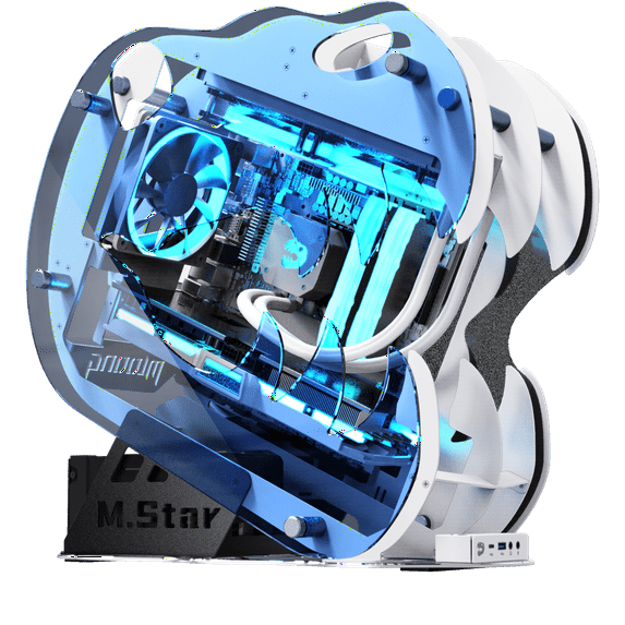 MLOONG M.STAR 3 Blue MATX Mid Tower PC Gaming Case with High Airflow Perforated Design, Supports M-ATX/ITX Motherboards, 240mm AIO at the Top, and Tempered Glass Window