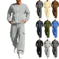 thumbnail image 1 of MLQIDK 2 Piece Set Mens Sweatsuits Fleece Zip up Hoodie and Cargo Sweatpants Workout Gym Jogging Sweat Suits Lounge Outfit Sport Athletic Tracksuits Big and Tall Winter Suit Sets Saffron XL, 1 of 10