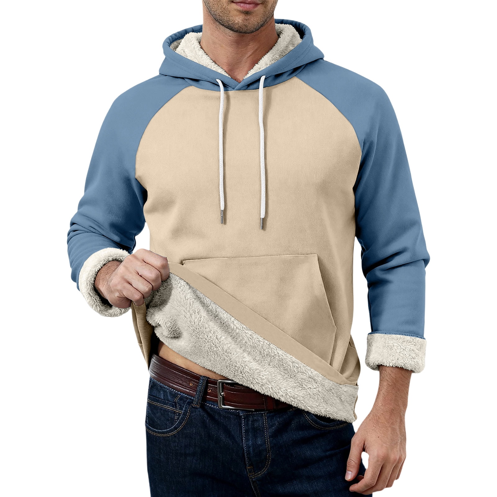 Sherpas Graphics MLQIDK Christmas Men's Fleece Lined Hoodie Long Sleeve Sherpa Graphic ...