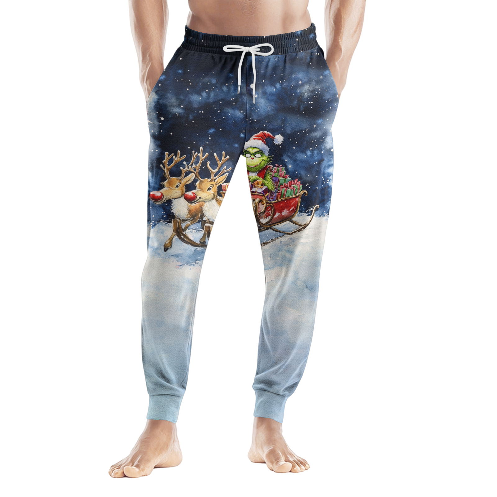 MLQIDK Christmas Pajama Pants Men 2025 Lounge Plus Size Santa Xmas Tree ...