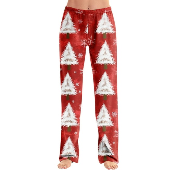 MLQIDK Christmas Pajama Pants Women Christmas Pj Pants Comfy Pajamas Pants Christmas Santa Xmas Tree Snowflake Pajama Bottoms Plus Size Christmas Drawstring Sleepwear