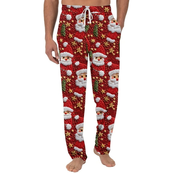 MLQIDK Christmas Pajama Xmas Tree Snowflake Print Mens 2025 Lounge Wide Leg Pajama Pants Comfy Christmas Funny Pajama Pants Soft Drawstring Sleep Pj Bottoms