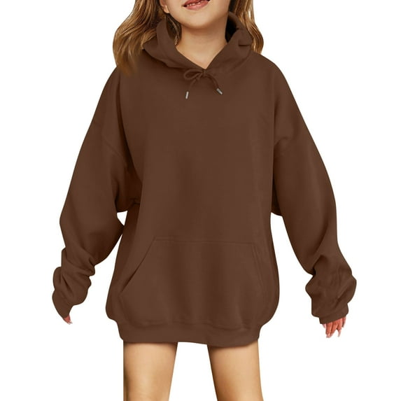 MLQIDK Cute Solid Color Hoodie for Girls Kids 10-12 Years Hoodie Long Sleeve Solid Color Cute Sweatshirts Pullover Girls Clothes 140(9-10 Years)