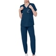 thumbnail image 1 of MLQIDK Dark Blue Scrubs Sets for Women Plus Size Scrub Joggers Stretchy V Neck Scrub Tops and Pants Nursing Uniforms Medical Uniforms Tall Scrubs Sets Dark Blue XXL, 1 of 7