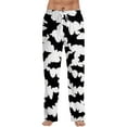 thumbnail image 1 of MLQIDK Fall Pajamas Men Elastic Waist Pumpkin Bat Ghost Print Fall Pjs Big and Tall Drawstring Loose fit Halloween PJ Pants Halloween Sleepwear, 1 of 7