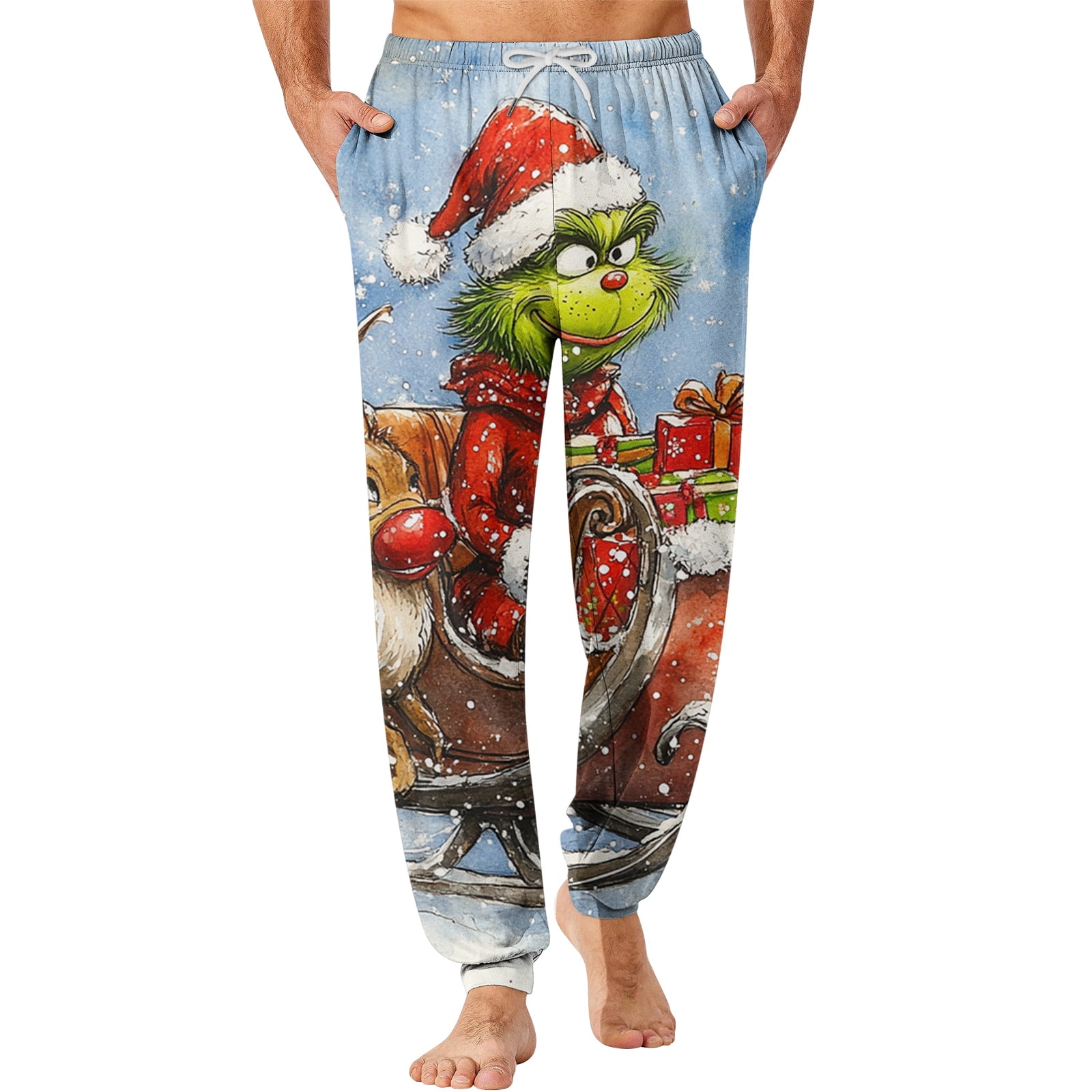 MLQIDK Funny Pajama Pants 2025 Lounge Baggy Santa Xmas Tree Snowflake ...
