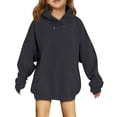 thumbnail image 1 of MLQIDK Girls Black Hoodie Kids Clothes Size 10-12 Years Long Sleeve Solid Color Cute Plain Hoodie Preppy Pullover Hoodie for Teen Girls 130(7-8 Years), 1 of 5